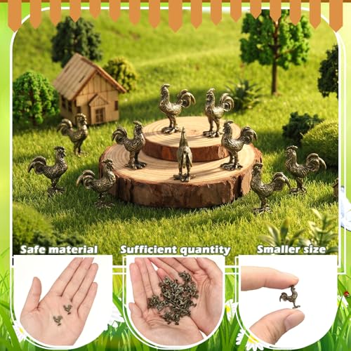 Civaner 50 Pcs Mini Rooster Figurines, Mini Brass Figurines - style: Rooster