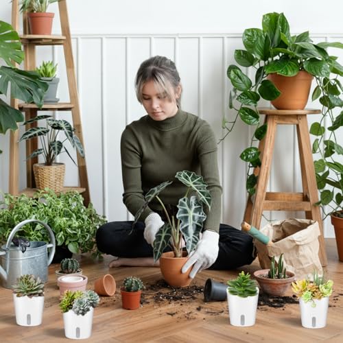 SHENLIU 3" Self Watering Pots, 20 Sets Watering Planters Plastic Self