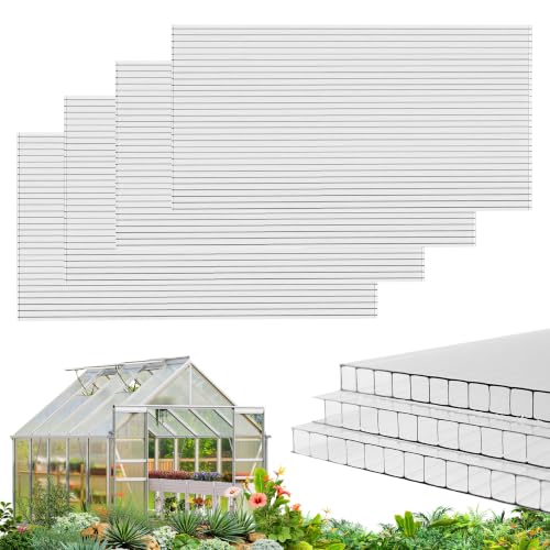 RITOLLO 6 Pack 4'FT x 2'FT x 0.24" in Polycarbonate Sheet for Greenhouse - size: 4'FT x 2'FT x 0.24" in