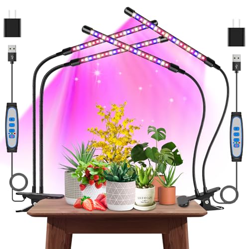 Garpsen Plant Light, 2 Heads Grow Lights for Seed Starting with Clip, 2Pack - size: (2 Pack)2 Arms