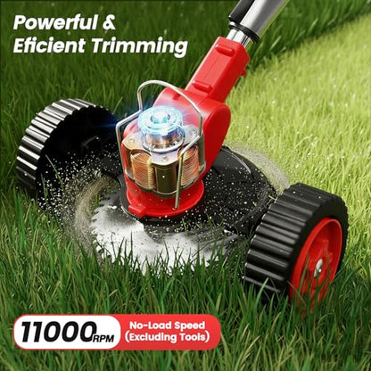 ALSO GO 24V Electric Weed Wacker with Wheels, Grass Trimmer Cordless