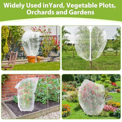 4 Pack Fruit Tree Netting, 2.62X3.28FT, Bird Netting, Zipper, Drawstring - size: 2.62*3.28FT(4Pcs)