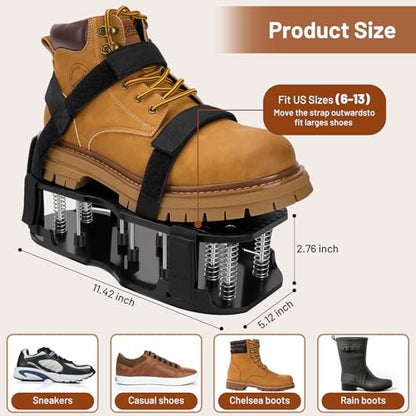 Lawn Aerator Shoes, Pre-Installed Two-Layer Spike Aerator Shoes Tool with Hook-and-Loop Adjustable Straps, Durable and Self-Cleaning for Patio Garden Soil and Plat Grassland