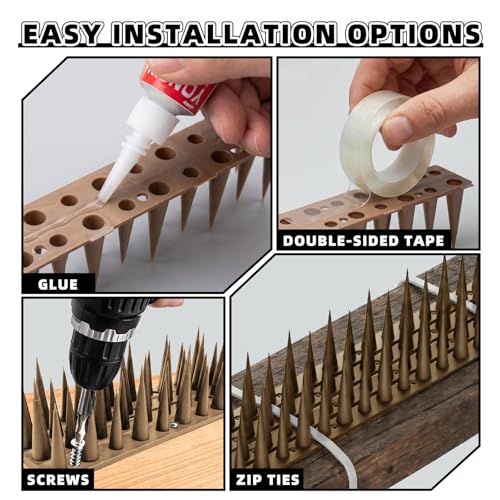 Bird Spikes, 6 Pack, 8.4 FT Total Coverage, Outdoor Bird Deterrent, Brown - color: Brown, size: 6 pack
