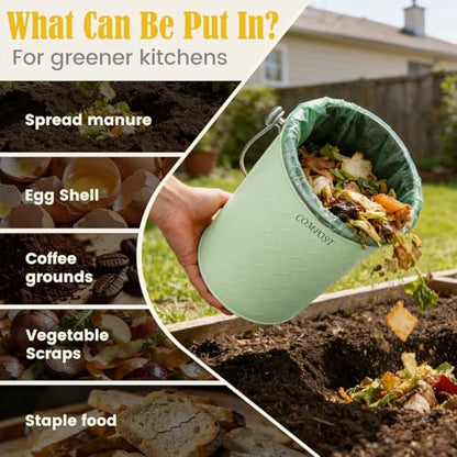 AOSION Countertop Compost Bin Kitchen,Odorless Indoor Compost Bin with Lid - color: Green