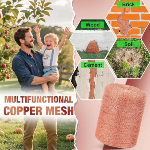 Copper Mesh Roll 5" x 40FT, 100% Pure Copper Wool for Pest Control - size: 5” X 40 Ft