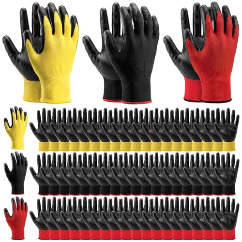 Work Gloves for Men Women Rubber Coated Gardening Gloves - color: Retro Colors