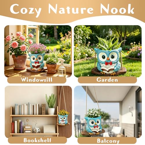 Swing Owl Hanging Planters for Indoor Outdoor Plants