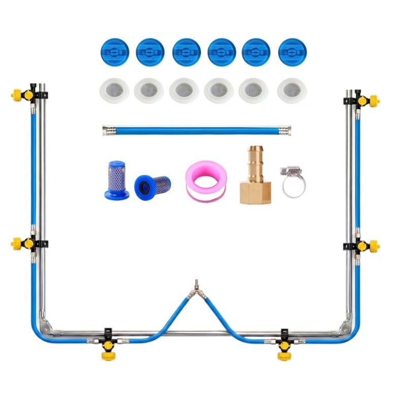6 Nozzle ATV Sprayer Boom Wand Kit, 122 Inch Foldable Spray Boom, Stainless Steel, Adjustable Spray Pattern with 2 Hooks for ATV UTV Farm