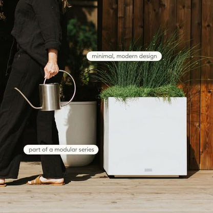 Veradek Block Series Cube Planter - Square Outdoor Planter - color: White, size: Medium