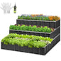 VIVOSUN 3-Tier Raised Garden Bed Outdoor Galvanized Steel 46x46x24 Gray - color: Gray