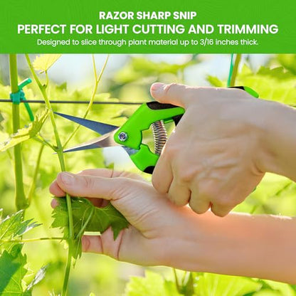 GARDEN GURU Razor Sharp Snip – Professional Garden Pruning Shears Trimmers Scissors – Super Sharp Micro-Tip Precision Stainless Steel Blades - Easy on Arthritic Hands - Soft Ergonomic Rubber Handles - size: 1 Pack, style: Snips