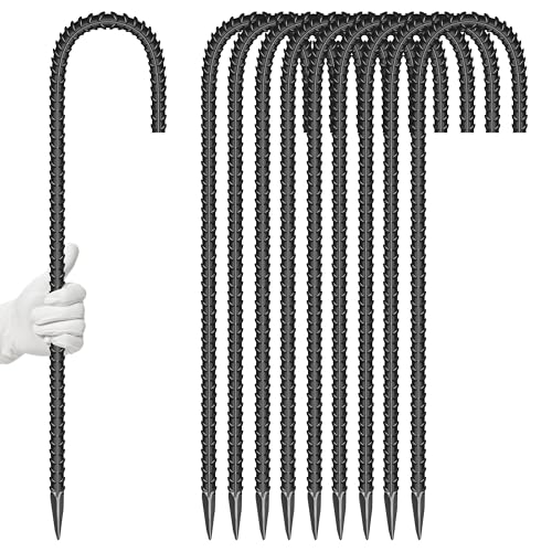 10 Pieces 16-Inch Garden Ground Stakes Galvanized Steel J Shape Hook Rebar Stake - Heavy DutyAnchors for Tents, Position Kits,Fences, and Trampolines - color: J-16'' 10mm 10pcs BK