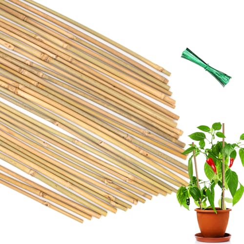 Plant Stakes 35Pcs 18 Inch,POLIUMB Premium Natural Bamboo Garden Stakes - size: 18Inches