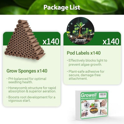 Growell 280Pcs Hydroponic Pods Kit, Seed Starter Refill for Indoor Garden - size: 280 Pcs