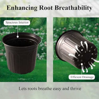 50 Pack 1 Gallon Flexible Plant Nursery Pots for Plants with Drainage Holes - size: 1 Gallon