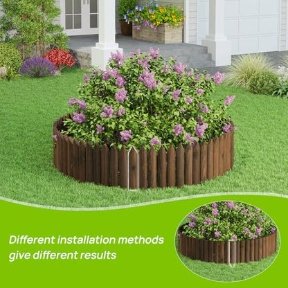 Wood Garden Edging Border Landscape Edging Wooden Garden Fence (1PACK 4FT) - size: Double-Ended
