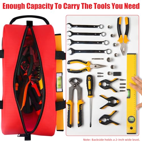 MELOTOUGH Canvas Tool Bags 14 Inch Tool Tote Bag with Zipper Heavy Duty Portable Tool Bag Organizer for Electrician,Technician,Mechanic(Black&Red) - color: B-Black & Red