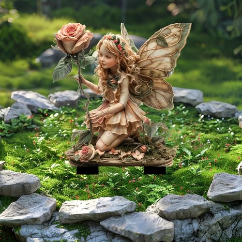 Charming Flower Fairy Acrylic Garden Stake, Indoor and Outdoor Garden Acrylic Decoration, Idea Gift for Flower Potted Ornament and Landscape Beautification, Suitable for Courtyards and Lawn