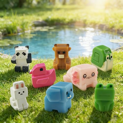 EMiEN 8 Pcs Mini Animals Pixel Square Animal Miniature Ornament Kits - color: 8 Pcs Mini Animals Pixel Square