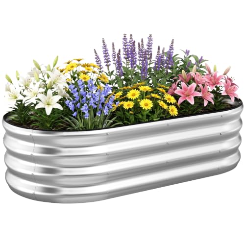 Galvanized Raised Garden Bed Outdoor, 4x2x1FT Planter Box, Silver - color: Silver, size: 4x2x1FT(1PC)
