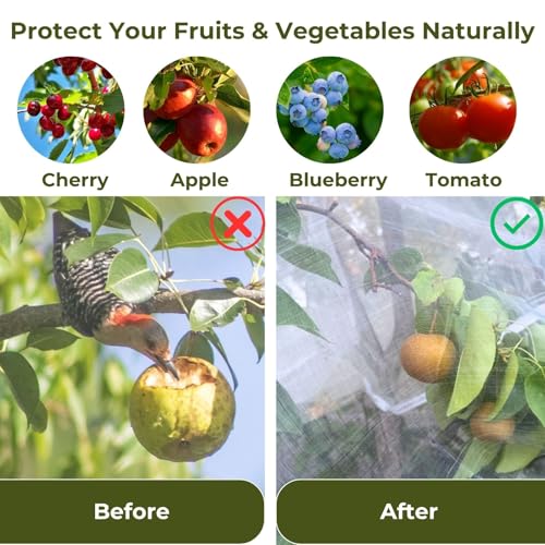 Fruit Tree Netting Cover with Zipper & Drawstring, 2 Packs 6ft x 6ft Insect Bird Barrier Netting for Garden Protection, Ultra Fine Mesh Garden Netting - size: 6 x 6 ft(2 Packs)