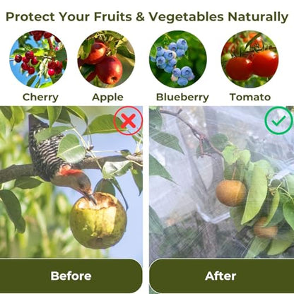 15ft x 15ft Fruit Tree Netting Cover with Zipper & Drawstring, Insect Bird Barrier Netting for Garden Protection, Ultra Fine Mesh Garden Netting, Extra Large - size: 15 x 15 ft(1 Pack)