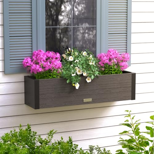 Mayne Horizon 36in Rectangular Window Box Planter, Charcoal - size: 36in