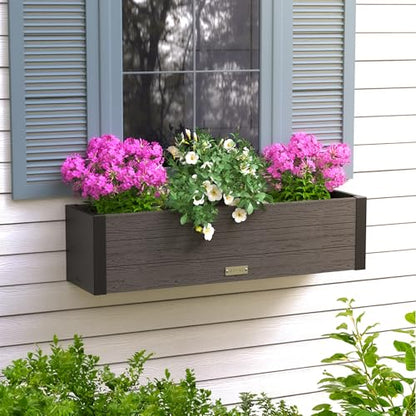 Mayne Horizon 36in Rectangular Window Box Planter, Charcoal - size: 36in