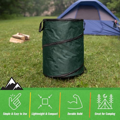 Wakeman Pop Up Outdoor Trash Can, Green, 46 Gallon
