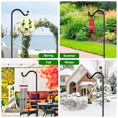 FEED GARDEN 76'' Bird Feeder Pole, Heavy Duty Shepherds Hooks for Outdoor with 7-Prong Base, Adjustable Shepherds Hook for Hummingbird Feeder, Lanterns, Plants, Wedding Decor (1 Pack) - size: 76 Inch