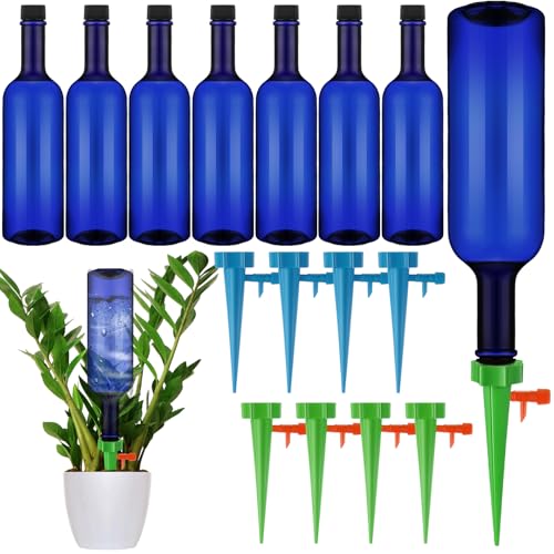 Plant Watering Devices with Self Spikes and Plastic Bottles - size: Blue