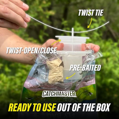 Catchmaster Disposable Outdoor Fly Trap, 2 Hanging Bags with Lure