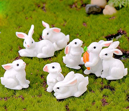 16 Pcs Fairy Garden Miniature Rabbit Figure Mini Bunny Figurines Miniature Animal Rabbit Figures, Rabbit Cake Topper Decoration Desktop Decor