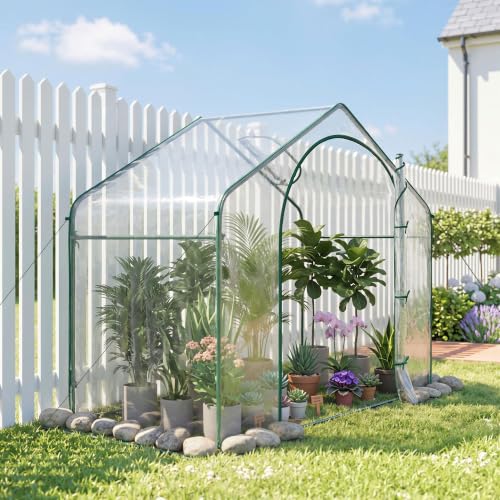 Outsunny 6' x 3' x 5' Portable Walk-in Greenhouse with Plastic Cover Clear - style: Modern