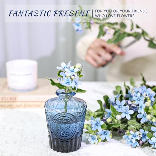 SUPMIND Glass Bud Vase Set of 12, Small Blue Flower Vases for Centerpieces - color: Blue, size: 12Pcs