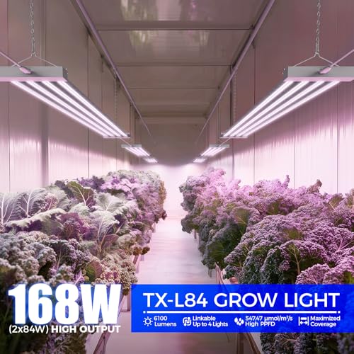 Barrina TX-L84 4FT LED Grow Light, 168W (2 x 84W), 4 Panels Wider Coverage - color: Pinkish White, size: 4FT-2 Packs