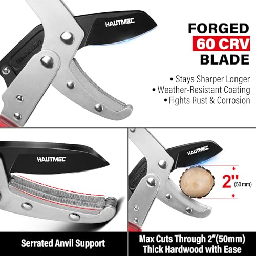 HAUTMEC Anvil Loppers for Tree Trimming Heavy Duty, Extendable 27-37'' Garden Loppers with Compound Action System, 2" Cutting Capacity, Labor-Saving Tree Trimmer for Yard, Lawn Branch Cutter - color: Loppers