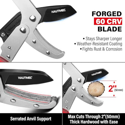 HAUTMEC Anvil Loppers for Tree Trimming Heavy Duty, Extendable 27-37'' Garden Loppers with Compound Action System, 2" Cutting Capacity, Labor-Saving Tree Trimmer for Yard, Lawn Branch Cutter - color: Loppers