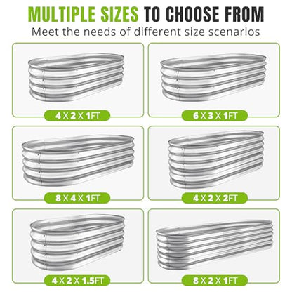 1Pcs Galvanized Raised Garden Bed 4x2x1 FT Metal Planter Box Silver - color: Silver, size: 4x2x1FT