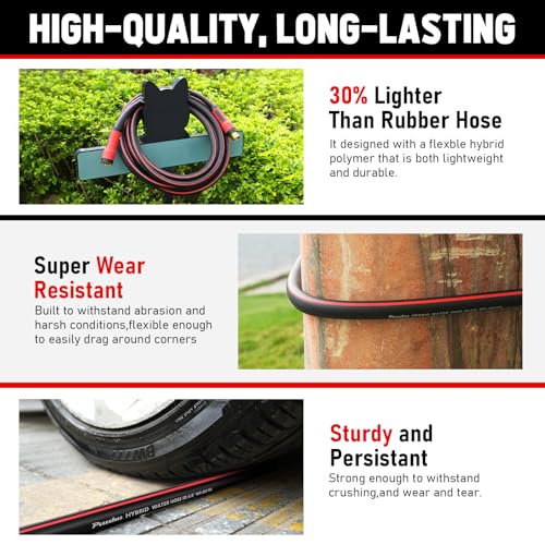 Garden Hose 75ft x 5/8", NON-EXPANDABLE Heavy Duty Hose with Nozzle - size: 75FT