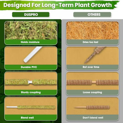 DUSPRO 4 Pack 22" Natural Stackable Moss Pole for Plants Monstera - color: Natural 4pcs
