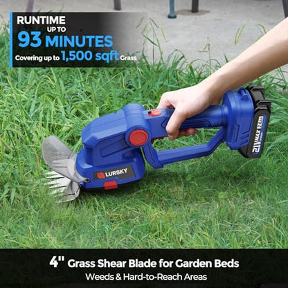 Cordless Hedge Trimmer with Battery 2.0Ah, 2-in-1 21V Grass Shears