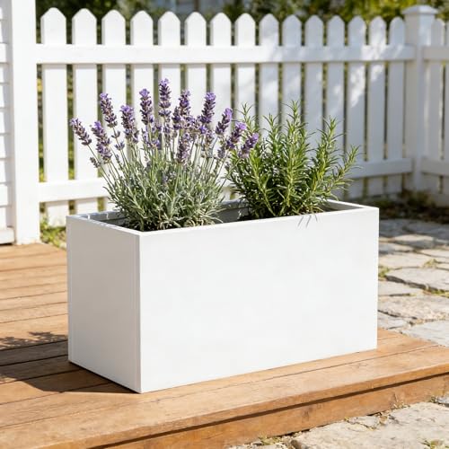 Metal Rectangular Planter 36" L x 15" W x 15" H, Galvanized Steel - color: White, size: 36" L x 15" W x 15" H