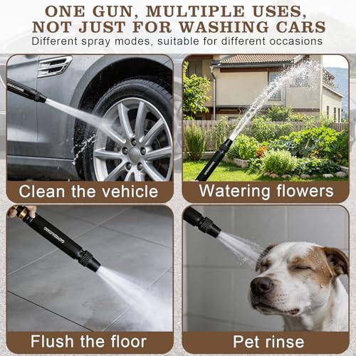 3Pcs Home high-Pressure car wash Water Gun with Booster Nozzle, Adjustable Booster high-pressure car washing water nozzle for Outdoor Cleaning, Watering Plants and Car Washing