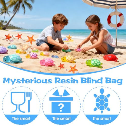 Mini Glow In The Dark Animal Resin Models, Resin Animals Mystery Bags, Individually Wrapped Blind Bags Tiny Animal Figurines, Collectible Mini Animals For Fairy Garden, DIY Crafts (50, Turtle) - color: Turtle