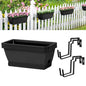 4 Pack Window Boxes Planters Railing Planter Box with Adjustable Brackets - color: Black+black Brackets