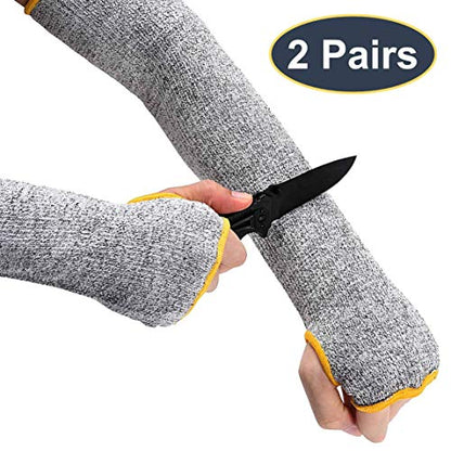 2 Pairs Arm Protection Sleeves, Cut Resistant Sleeves Level 5 Protection, Slash Resistant Safety Arm Guards