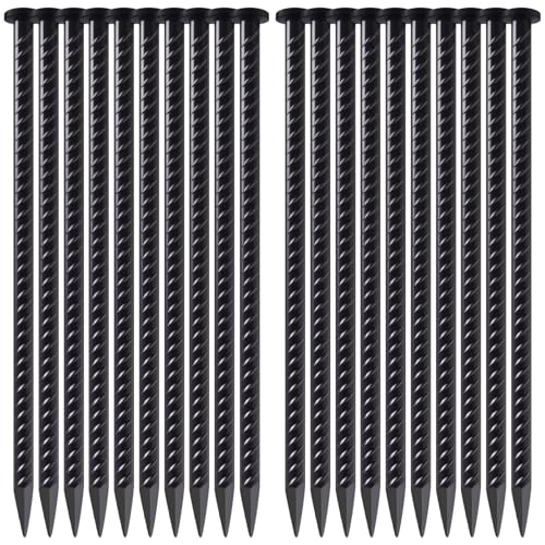 16 Inch Rebar Stakes 20 Pack – 1/2 Inch Dia Galvanized Steel Ground Anchors - size: T-16"x1/2"-20pcs