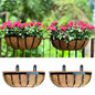 LaLaGreen Deck Railing Planter Boxes (16 Inch, 2 Pack) Black Metal Rectangular Hanging Planters with Coco Liner, Adjustable Flower Planter Box Brackets for Plants Fence Balcony Patio Porch Over Rail - size: 16" (41cm) x 2 pack